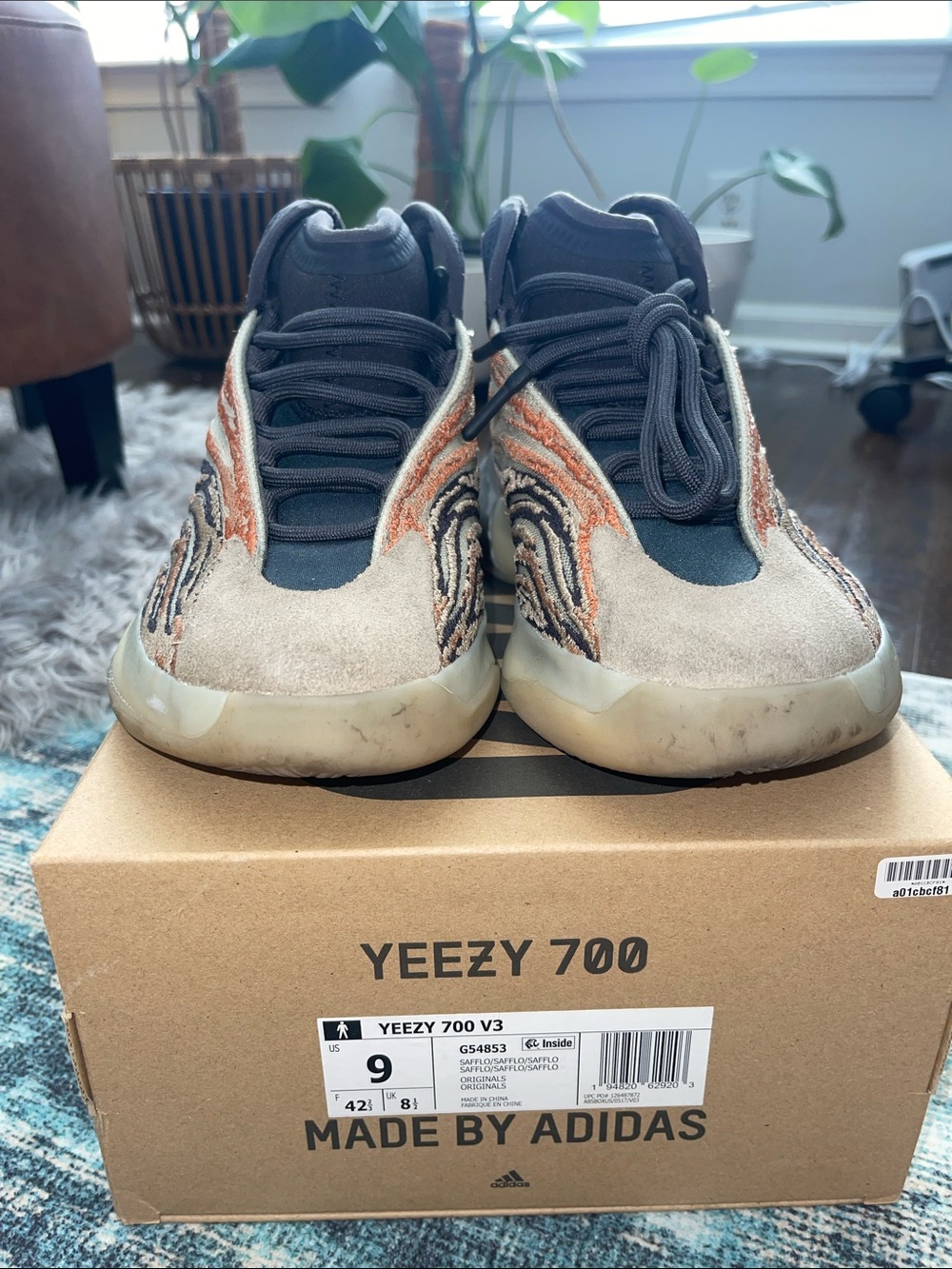 adidas Yeezy 700 V3 Men’s Sneakers - Gray, Tan with Orange Accents